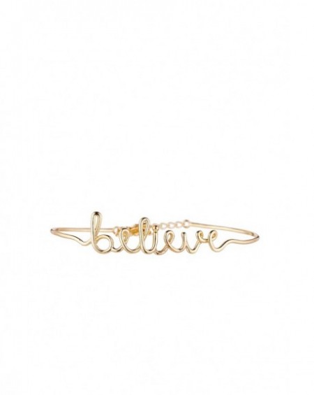 Bracelet à message "BELIEVE" en Laiton doré