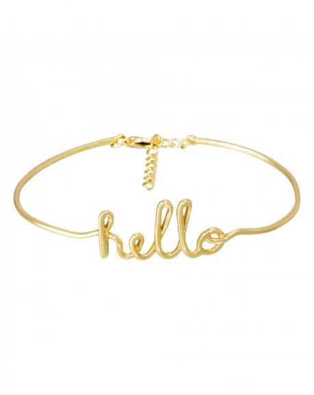 Bracelet à message "HELLO" en Laiton doré