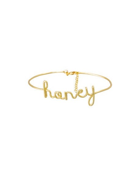 Bracelet à message "HONEY" en Laiton doré